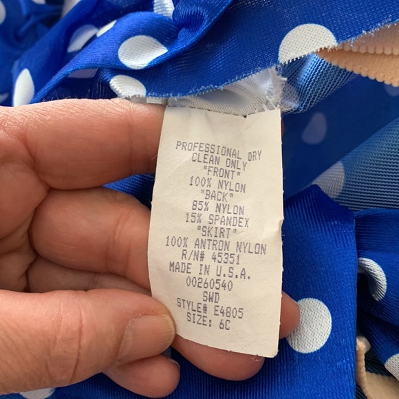 EUC ROYAL BLUE AND WHITE POLKA DOT SATIN AND TULLE BALLERINA DANCE COSTUME 6C - Picture 11 of 11